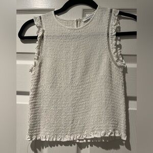 Olivaceous smocked white top size XS